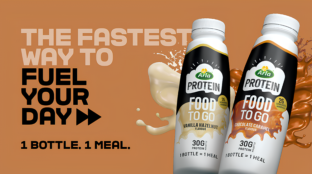&Eta; Arla Protein &sigma;&upsilon;&nu;&epsilon;&chi;ί&zeta;&epsilon;&iota; &nu;&alpha; &kappa;&alpha;&iota;&nu;&omicron;&tau;&omicron;&mu;&epsilon;ί &mu;&epsilon; &tau;&omicron; Arla Protein Food to Go.
